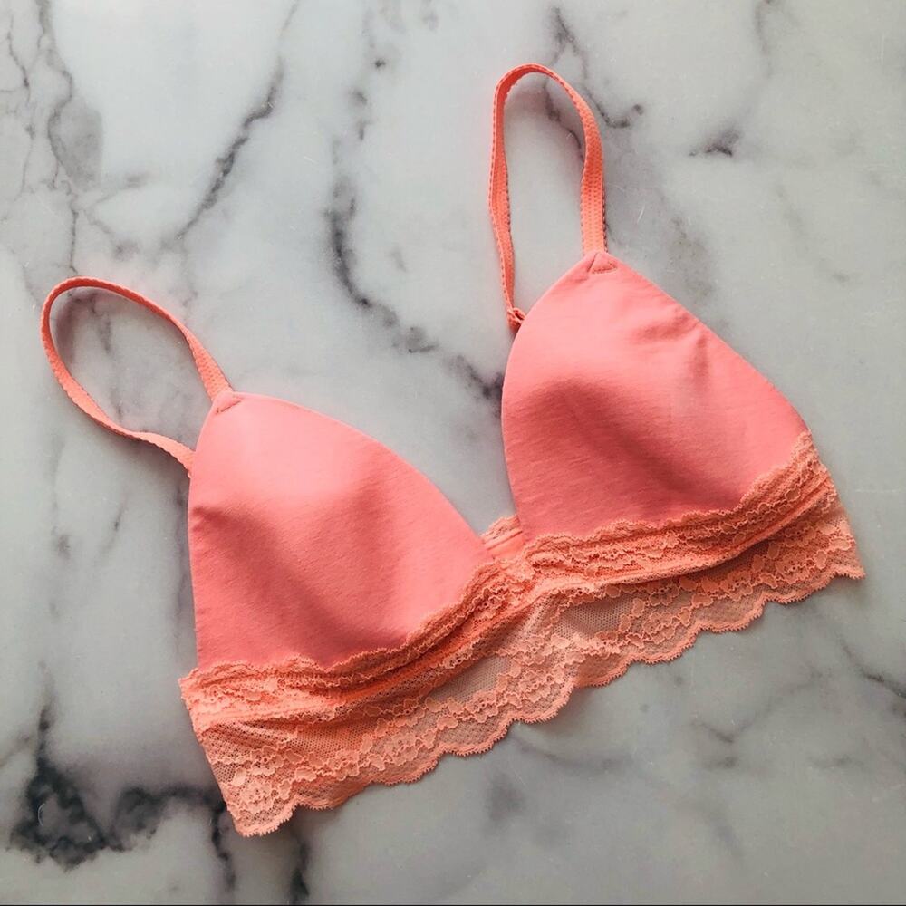 Victoria’s Secret orange soft cup bra bralette lace trim